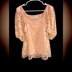 Elegant Lace Women's Top in Tan
